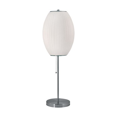 Lamp Works Cigar Table Lamp In Satin Nickel And White Satin Nickel