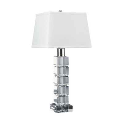 Lamp Works Beveled Crystal Square Table Lamp Clear