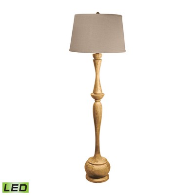 Lamp Works Distressed Acacia Wood LED Floor Lamp Distressed Woodtone