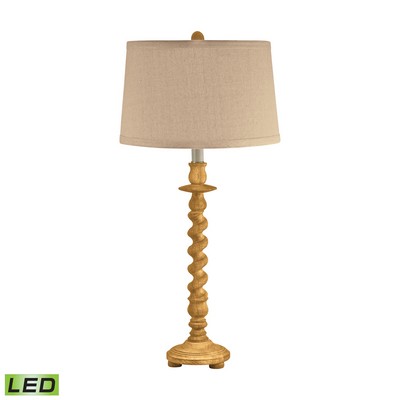 Lamp Works Washed Wood Barley Twist LED Table Lamp Washed Wood