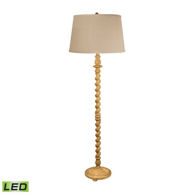 Lamp Works Washed Wood Barley Twist LED Floor Lamp Washed Wood