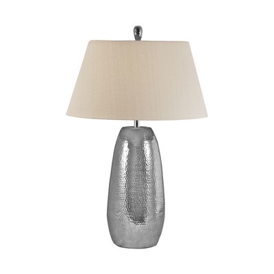 Lamp Works Hand-Hammered Aluminum Oblong Table Lamp Silver