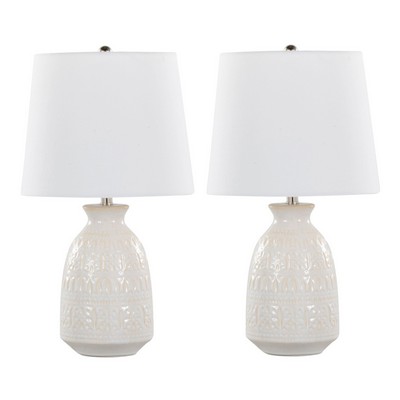Lumisource Claudia 20in Ceramic Accent Lamp - Set of 2 Off-White Ceramic