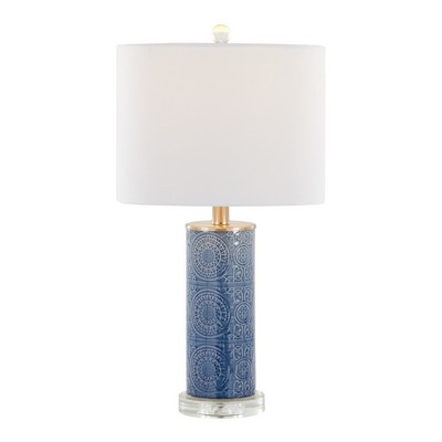 Lumisource Spyro 23in Ceramic Table Lamp Bijou Blue Ceramic