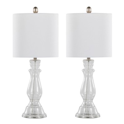 Lumisource Bishop 24in Glass Table Lamp - Set of 2 Clear Seeded Glass