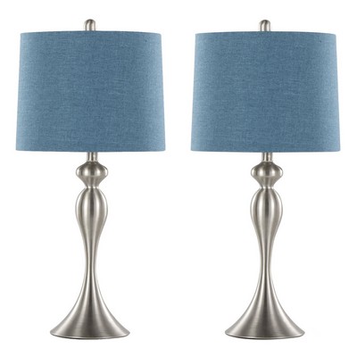 Lumisource Ashland 27in Metal Table Lamp - Set of 2 Brushed Nickel