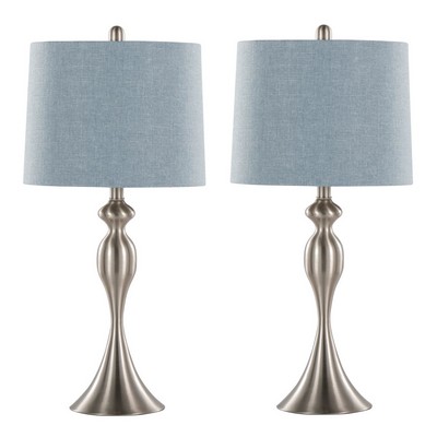 Lumisource Ashland 27in Metal Table Lamp - Set of 2 Brushed Nickel