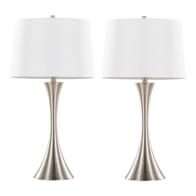 Lumisource Lenuxe 29in Metal Table Lamp - Set of 2 Brushed Nickel
