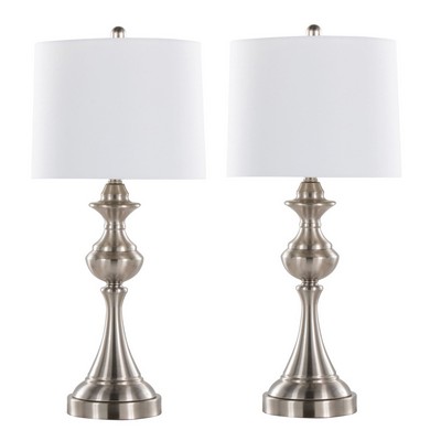 Lumisource Montgomery 29in Metal Table Lamp With USB - Set of 2 Brushed Nickel