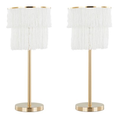 Lumisource Fringe 25in Metal Buffet Lamp - Set of 2 Royal Gold Metal