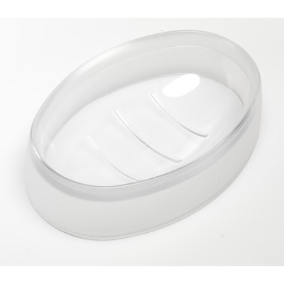 Carnation Home Fashions  Inc Clear with Frosted Trim Rib-Textured Soap Dish Frosted Clear