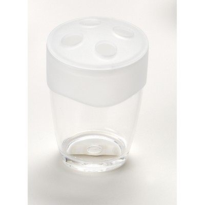 Carnation Home Fashions  Inc Clear with Frosted Trim Rib-Textured Toothbrush Holder Frosted Clear
