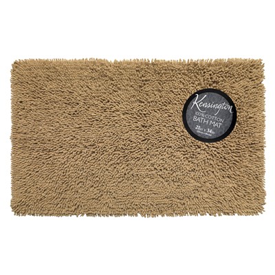 Carnation Home Fashions  Inc Shaggy Cotton Chenille Bath Room Rug Size  21x34 in Linen Linen