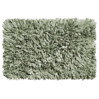 Carnation Home Fashions  Inc Paper Shag Cotton / Poly Blend Bath Mat Spa Blue Spa Blue