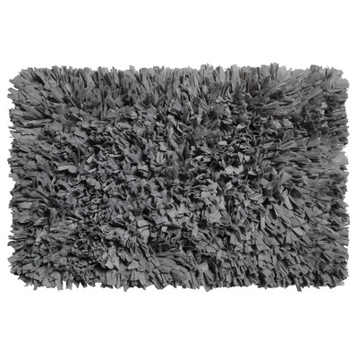 Carnation Home Fashions  Inc Paper Shag Cotton / Poly Blend Bath Mat Pewter Pewter