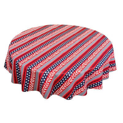 Carnation Home Fashions  Inc Americana 60 Round vinyl flannel backed tablecloth Red White Blue