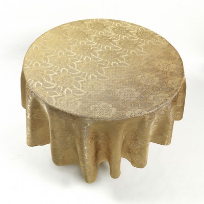 Carnation Home Fashions  Inc Rose Damask 70 Round Fabric Tablecloth in Gold Gold