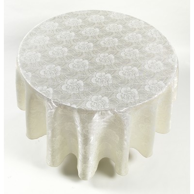 Carnation Home Fashions  Inc Rose Damask 70 Round Fabric Tablecloth in Ivory Ivory