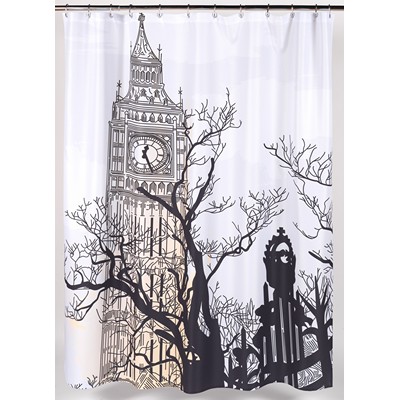 Carnation Home Fashions  Inc Big Ben Fabric Shower Curtain Multi