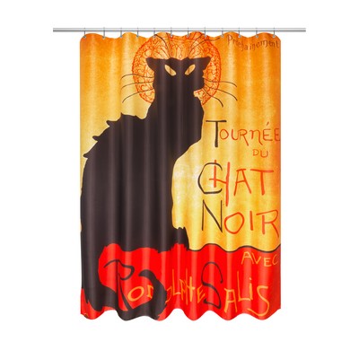 Carnation Home Fashions  Inc Chat Noir Museum Collection 100% Polyester Fabric Shower Curtain Size 70x72 Multi