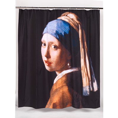 Carnation Home Fashions  Inc Girl with the Pearl Earring Fabric Shower Curtain Multi