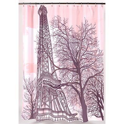 Carnation Home Fashions  Inc Tour Eiffel Fabric Shower Curtain Multi