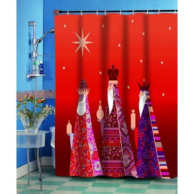 Carnation Home Fashions  Inc Three Kings Fabric Shower Curtain MULTI