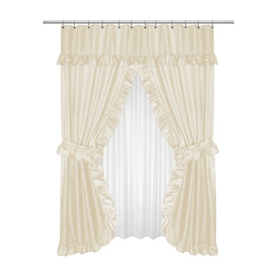 Carnation Home Fashions  Inc Lauren Double Swag Shower Curtain Ivory Ivory