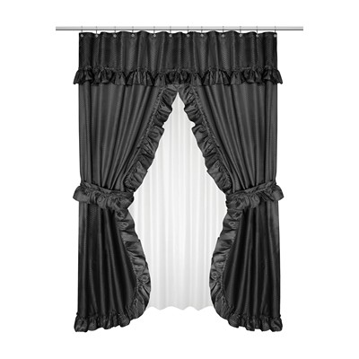 Carnation Home Fashions  Inc Lauren Double Swag Shower Curtain Black Black