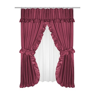 Carnation Home Fashions  Inc Lauren Double Swag Shower Curtain Burgundy Burgundy