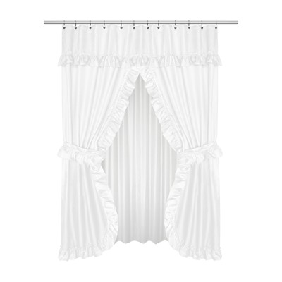Carnation Home Fashions  Inc Lauren Double Swag Shower Curtain White White