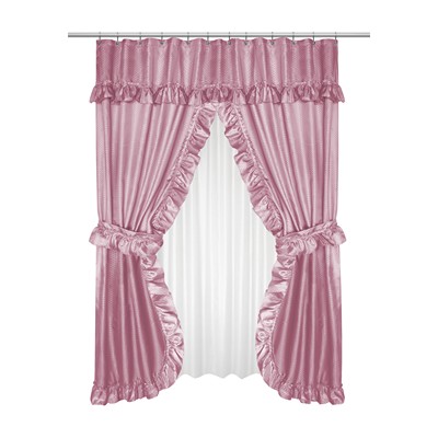Carnation Home Fashions  Inc Lauren Double Swag Shower Curtain Rose Rose