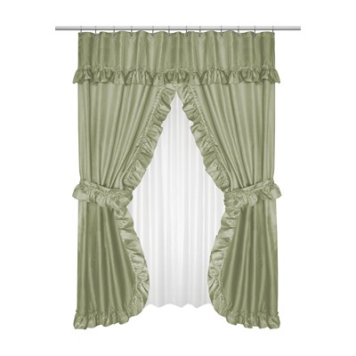 Carnation Home Fashions  Inc Lauren Double Swag Shower Curtain Sage Sage