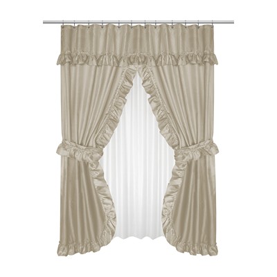 Carnation Home Fashions  Inc Lauren Double Swag Shower Curtain Linen Linen