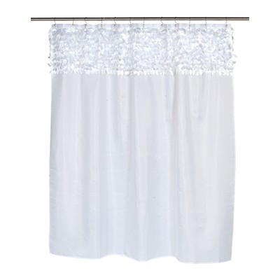 Carnation Home Fashions  Inc Jasmine Fabric Shower Curtain in White White