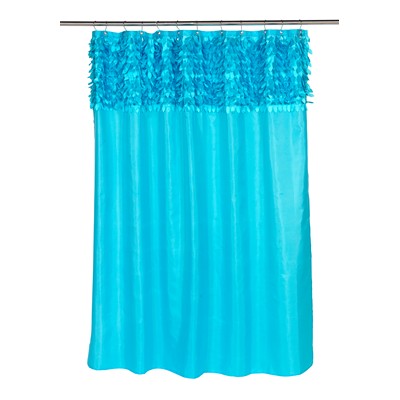 Carnation Home Fashions  Inc Jasmine Fabric Shower Curtain in Cyan Blue Cyan Blue
