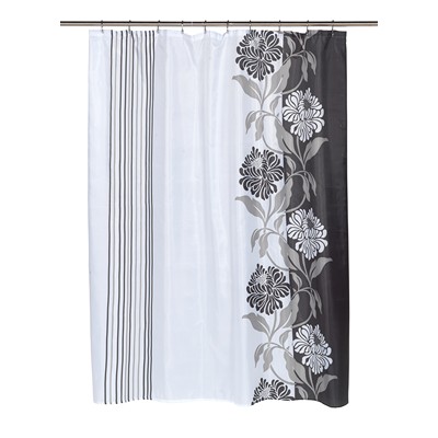 Carnation Home Fashions  Inc Chelsea Fabric Shower Curtain in Black Size 70x96 Black
