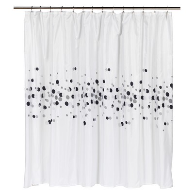 Carnation Home Fashions  Inc Extra Long Dots Fabric Shower Curtain MULTI
