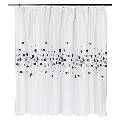 Carnation Home Fashions  Inc Extra Wide Dots Fabric Shower Curtain Black/White