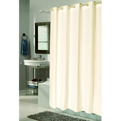 Carnation Home Fashions  Inc EZ-ON Checks Polyester Shower Curtain in Ivory Ivory