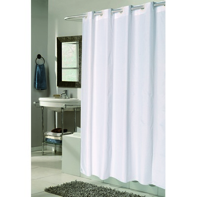 Carnation Home Fashions  Inc EZ-ON Checks Polyester Shower Curtain in White White