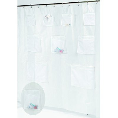 Carnation Home Fashions  Inc Pockets PEVA Shower Curtain in Super Clear Super Clear