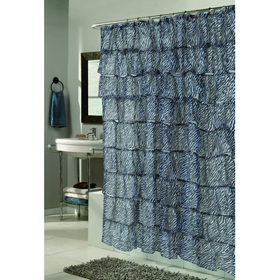 Carnation Home Fashions  Inc Carmen Polyester Shower Curtain in Zebra Print Black/White