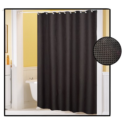 Carnation Home Fashions  Inc Waffle Weave Polyester Curtain in Black Black