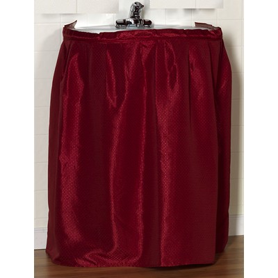 Carnation Home Fashions  Inc Lauren Diamond-Piqued 100% Polyester Sink Drape in Burgundy Burgundy