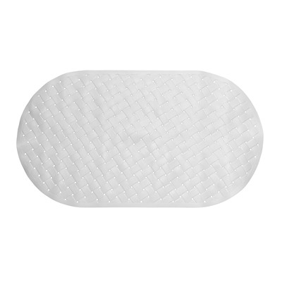 Carnation Home Fashions  Inc Weave Look Vinyl Bath Tub Mat Size 15x27 in White WHITE