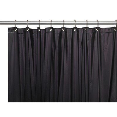 Carnation Home Fashions  Inc Mildew-Resistant 10 Gauge Vinyl Shower Curtain Liner w/ Metal Grommets and Reinforced Mesh Header in Black