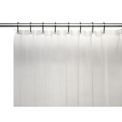 Carnation Home Fashions  Inc Mildew-Resistant 10 Gauge Vinyl Shower Curtain Liner w/ Metal Grommets and Reinforced Mesh Header in Super Clear