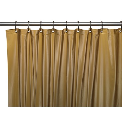 Carnation Home Fashions  Inc 3 Gauge Vinyl Shower Curtain Liner w/ Weighted Magnets and Metal Grommets in Gold Gold