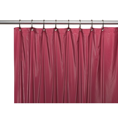 Carnation Home Fashions  Inc 3 Gauge Vinyl Shower Curtain Liner w/ Weighted Magnets and Metal Grommets in Burgundy Burgundy